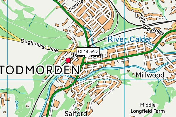 OL14 5AQ map - OS VectorMap District (Ordnance Survey) OL14 5AQ map - OS VectorMap District (Ordnance Survey)