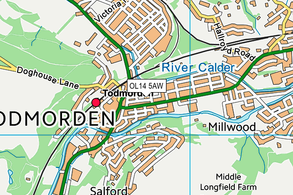 OL14 5AW map - OS VectorMap District (Ordnance Survey) OL14 5AW map - OS VectorMap District (Ordnance Survey)