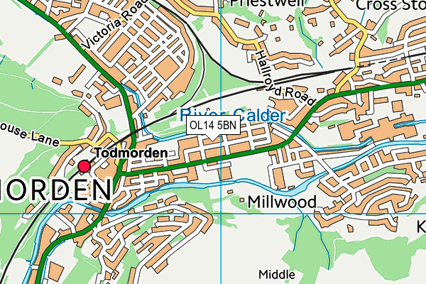 OL14 5BN map - OS VectorMap District (Ordnance Survey) OL14 5BN map - OS VectorMap District (Ordnance Survey)