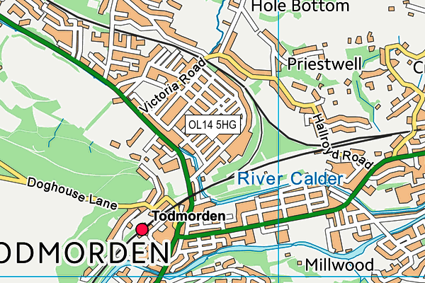OL14 5HG map - OS VectorMap District (Ordnance Survey)
