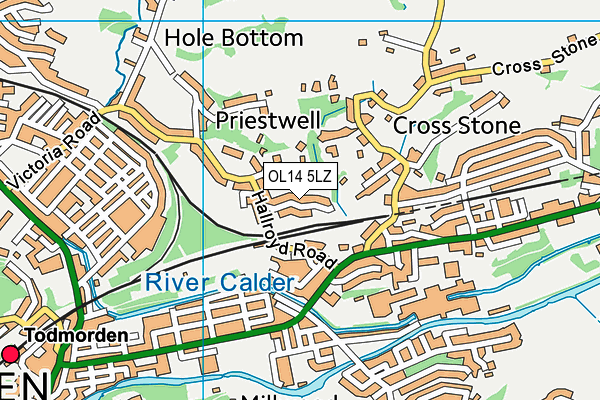 OL14 5LZ map - OS VectorMap District (Ordnance Survey)