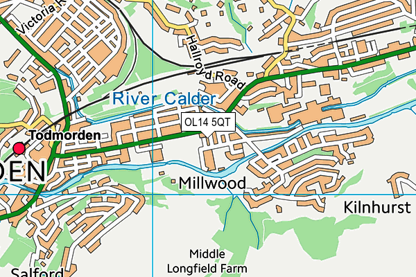 OL14 5QT map - OS VectorMap District (Ordnance Survey) OL14 5QT map - OS VectorMap District (Ordnance Survey)