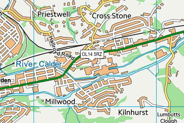 OL14 5RZ map - OS VectorMap District (Ordnance Survey)