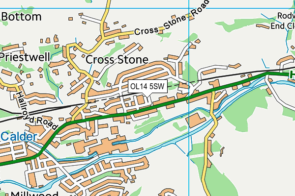 OL14 5SW map - OS VectorMap District (Ordnance Survey) OL14 5SW map - OS VectorMap District (Ordnance Survey)