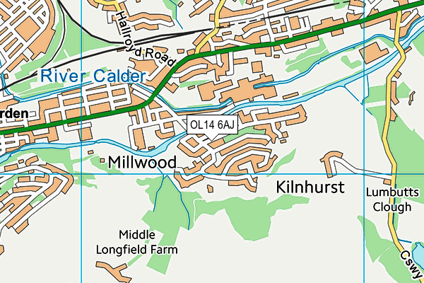 OL14 6AJ map - OS VectorMap District (Ordnance Survey) OL14 6AJ map - OS VectorMap District (Ordnance Survey)