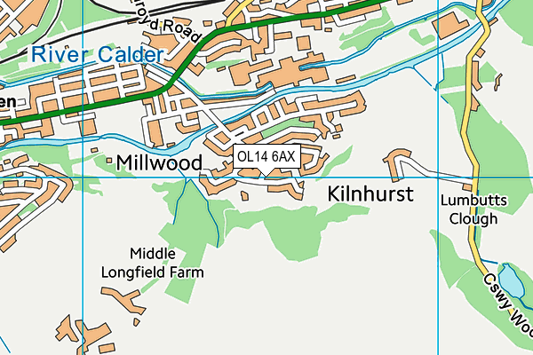 OL14 6AX map - OS VectorMap District (Ordnance Survey)