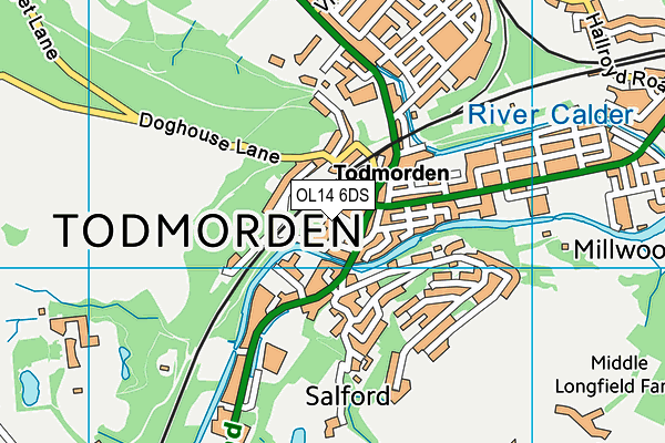 OL14 6DS map - OS VectorMap District (Ordnance Survey) OL14 6DS map - OS VectorMap District (Ordnance Survey)