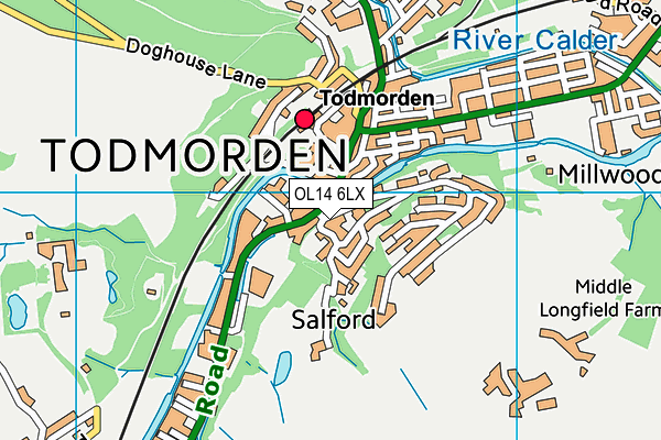 OL14 6LX map - OS VectorMap District (Ordnance Survey) OL14 6LX map - OS VectorMap District (Ordnance Survey)