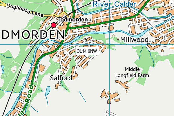 OL14 6NW map - OS VectorMap District (Ordnance Survey) OL14 6NW map - OS VectorMap District (Ordnance Survey)