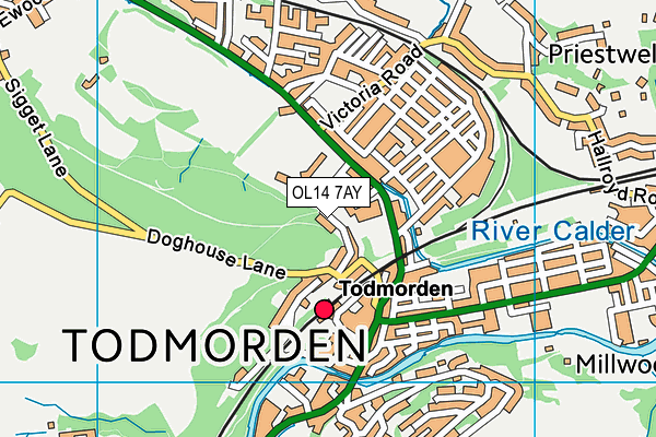 OL14 7AY map - OS VectorMap District (Ordnance Survey) OL14 7AY map - OS VectorMap District (Ordnance Survey)