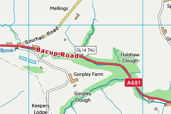 OL14 7HJ map - OS VectorMap District (Ordnance Survey) OL14 7HJ map - OS VectorMap District (Ordnance Survey)