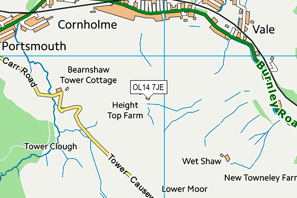 OL14 7JE map - OS VectorMap District (Ordnance Survey) OL14 7JE map - OS VectorMap District (Ordnance Survey)
