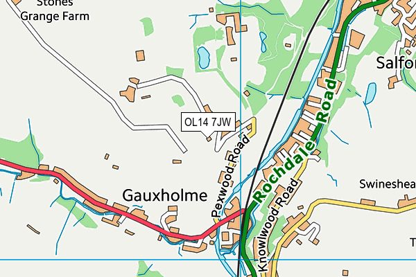 OL14 7JW map - OS VectorMap District (Ordnance Survey) OL14 7JW map - OS VectorMap District (Ordnance Survey)