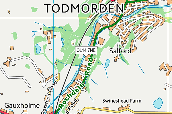 OL14 7NE map - OS VectorMap District (Ordnance Survey)