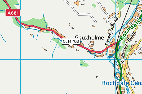 OL14 7QS map - OS VectorMap District (Ordnance Survey) OL14 7QS map - OS VectorMap District (Ordnance Survey)