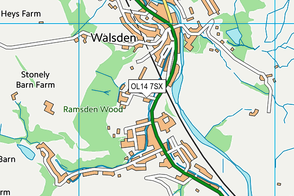 OL14 7SX map - OS VectorMap District (Ordnance Survey) OL14 7SX map - OS VectorMap District (Ordnance Survey)