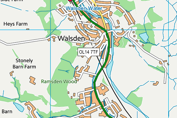 OL14 7TF map - OS VectorMap District (Ordnance Survey) OL14 7TF map - OS VectorMap District (Ordnance Survey)