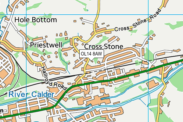 OL14 8AW map - OS VectorMap District (Ordnance Survey)