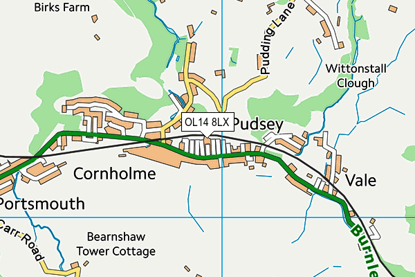 OL14 8LX map - OS VectorMap District (Ordnance Survey) OL14 8LX map - OS VectorMap District (Ordnance Survey)