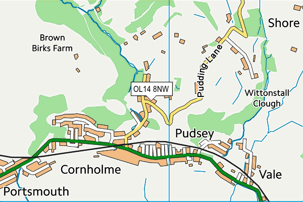 OL14 8NW map - OS VectorMap District (Ordnance Survey) OL14 8NW map - OS VectorMap District (Ordnance Survey)