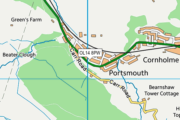OL14 8PW map - OS VectorMap District (Ordnance Survey) OL14 8PW map - OS VectorMap District (Ordnance Survey)