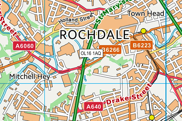 OL16 1AQ map - OS VectorMap District (Ordnance Survey) OL16 1AQ map - OS VectorMap District (Ordnance Survey)