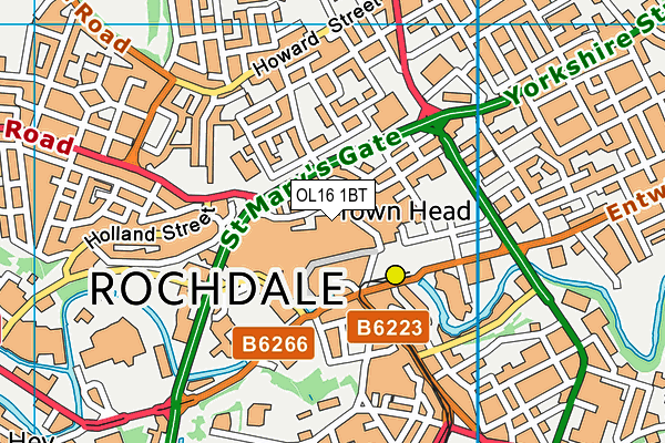 OL16 1BT map - OS VectorMap District (Ordnance Survey) OL16 1BT map - OS VectorMap District (Ordnance Survey)
