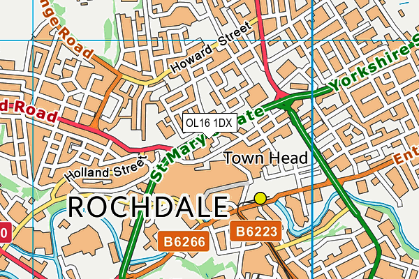 OL16 1DX map - OS VectorMap District (Ordnance Survey) OL16 1DX map - OS VectorMap District (Ordnance Survey)