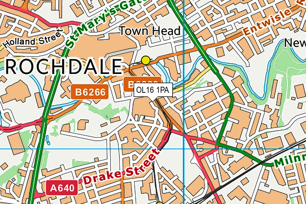 OL16 1PA map - OS VectorMap District (Ordnance Survey)