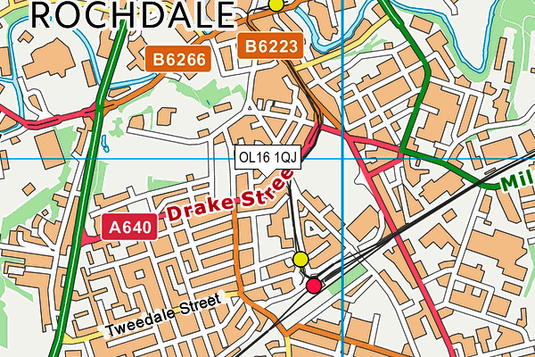 OL16 1QJ map - OS VectorMap District (Ordnance Survey) OL16 1QJ map - OS VectorMap District (Ordnance Survey)