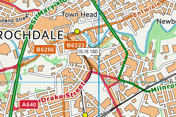 OL16 1SD map - OS VectorMap District (Ordnance Survey)