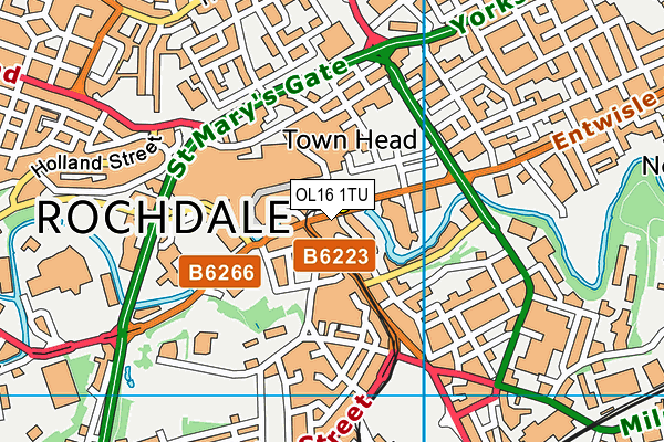 OL16 1TU map - OS VectorMap District (Ordnance Survey) OL16 1TU map - OS VectorMap District (Ordnance Survey)