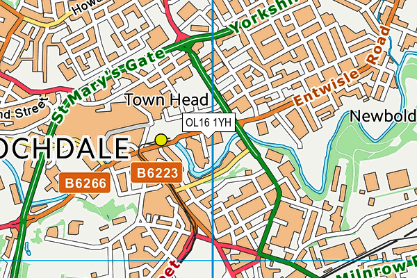 OL16 1YH map - OS VectorMap District (Ordnance Survey)