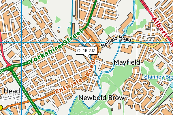 OL16 2JZ map - OS VectorMap District (Ordnance Survey) OL16 2JZ map - OS VectorMap District (Ordnance Survey)