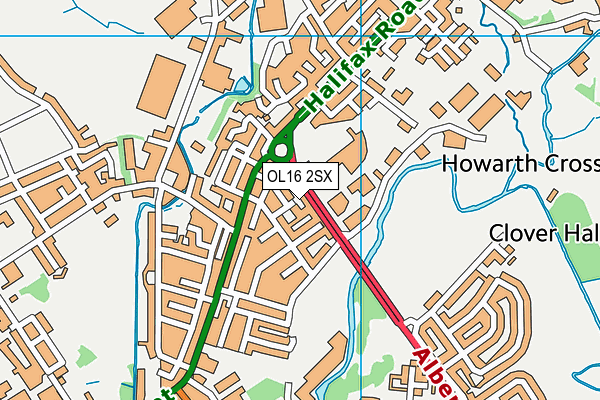 OL16 2SX map - OS VectorMap District (Ordnance Survey) OL16 2SX map - OS VectorMap District (Ordnance Survey)