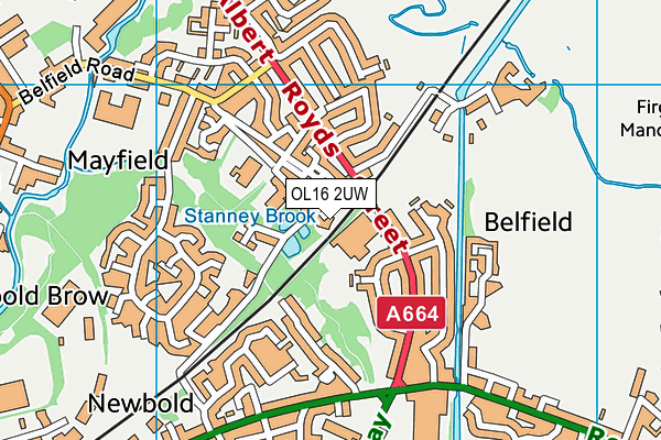 OL16 2UW map - OS VectorMap District (Ordnance Survey) OL16 2UW map - OS VectorMap District (Ordnance Survey)