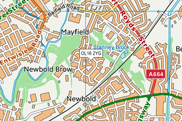 OL16 2YG map - OS VectorMap District (Ordnance Survey) OL16 2YG map - OS VectorMap District (Ordnance Survey)