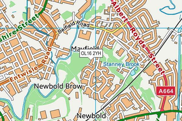 OL16 2YH map - OS VectorMap District (Ordnance Survey) OL16 2YH map - OS VectorMap District (Ordnance Survey)