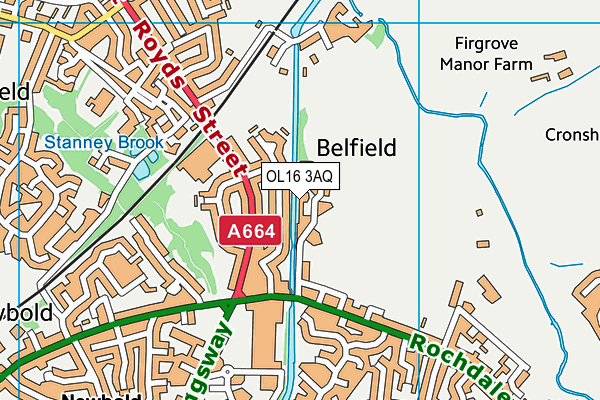 OL16 3AQ map - OS VectorMap District (Ordnance Survey) OL16 3AQ map - OS VectorMap District (Ordnance Survey)