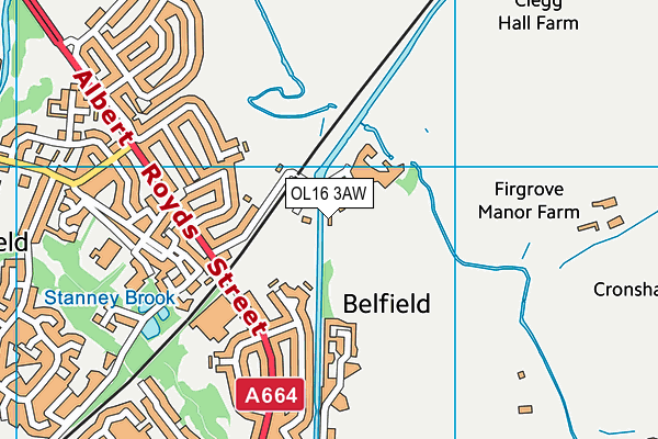 OL16 3AW map - OS VectorMap District (Ordnance Survey) OL16 3AW map - OS VectorMap District (Ordnance Survey)