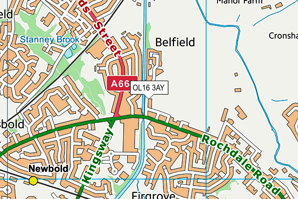 OL16 3AY map - OS VectorMap District (Ordnance Survey) OL16 3AY map - OS VectorMap District (Ordnance Survey)