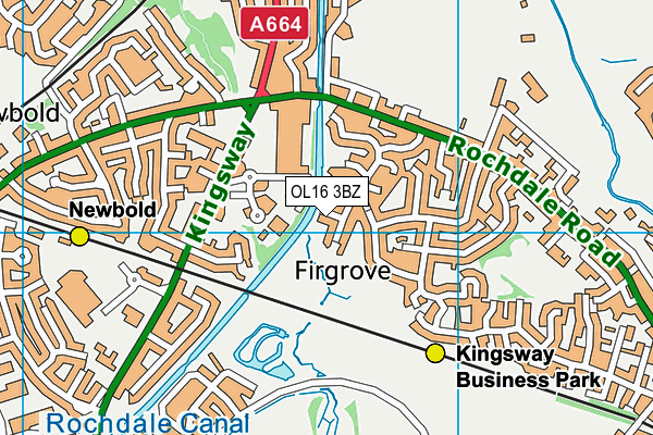 OL16 3BZ map - OS VectorMap District (Ordnance Survey) OL16 3BZ map - OS VectorMap District (Ordnance Survey)