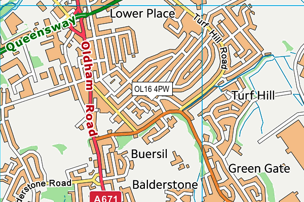 OL16 4PW map - OS VectorMap District (Ordnance Survey) OL16 4PW map - OS VectorMap District (Ordnance Survey)
