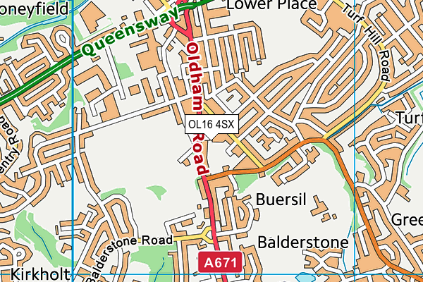OL16 4SX map - OS VectorMap District (Ordnance Survey) OL16 4SX map - OS VectorMap District (Ordnance Survey)