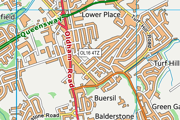 OL16 4TZ map - OS VectorMap District (Ordnance Survey)