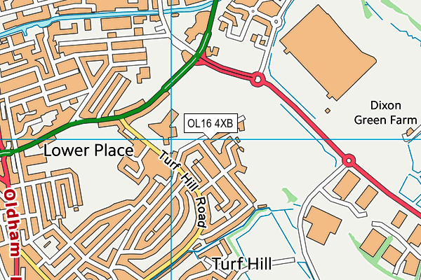 OL16 4XB map - OS VectorMap District (Ordnance Survey)