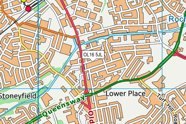 OL16 5JL map - OS VectorMap District (Ordnance Survey) OL16 5JL map - OS VectorMap District (Ordnance Survey)