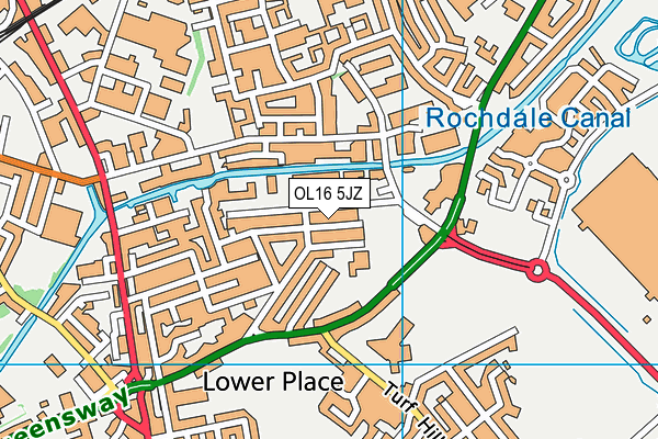 OL16 5JZ map - OS VectorMap District (Ordnance Survey)