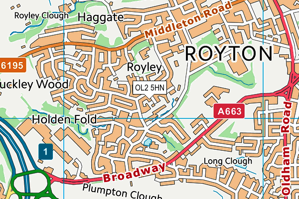 OL2 5HN map - OS VectorMap District (Ordnance Survey)