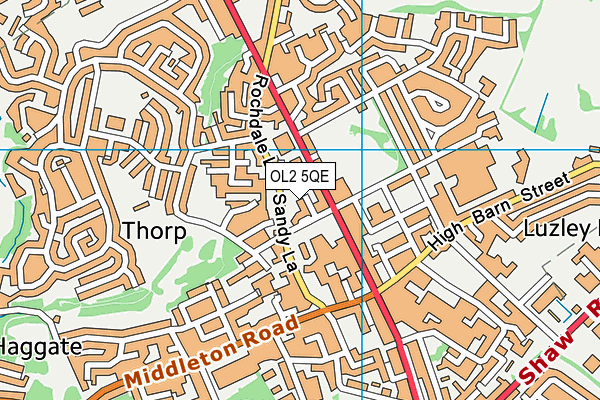 OL2 5QE map - OS VectorMap District (Ordnance Survey) OL2 5QE map - OS VectorMap District (Ordnance Survey)